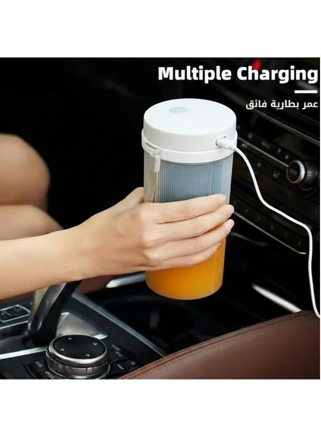 خلاط عصارة صغير يعمل بمنفذ USB سعة 300 مل - خلاط شخصي محمول مزود بـ 6 شفرات من الفولاذ المقاوم للصدأ - سهل الاستخدام بزر واحد لتحضير العصائر، ومشروبات البروتين، وطعام الأطفال - مثالي للاستخدام المنزلي، والسفر، والمكتب - أبيض - Image 4